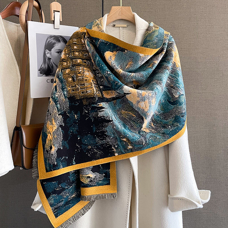 Embrace Artistry and Luxury with the Cashmere Scarf for Women KQVG-WD002