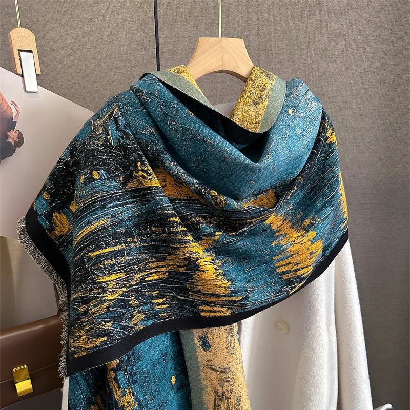 Immerse Yourself in Artistic Elegance with the Luxurious Cashmere Scarf for Women - KQVG-WD001
