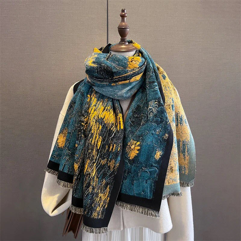 Immerse Yourself in Artistic Elegance with the Luxurious Cashmere Scarf for Women - KQVG-WD001