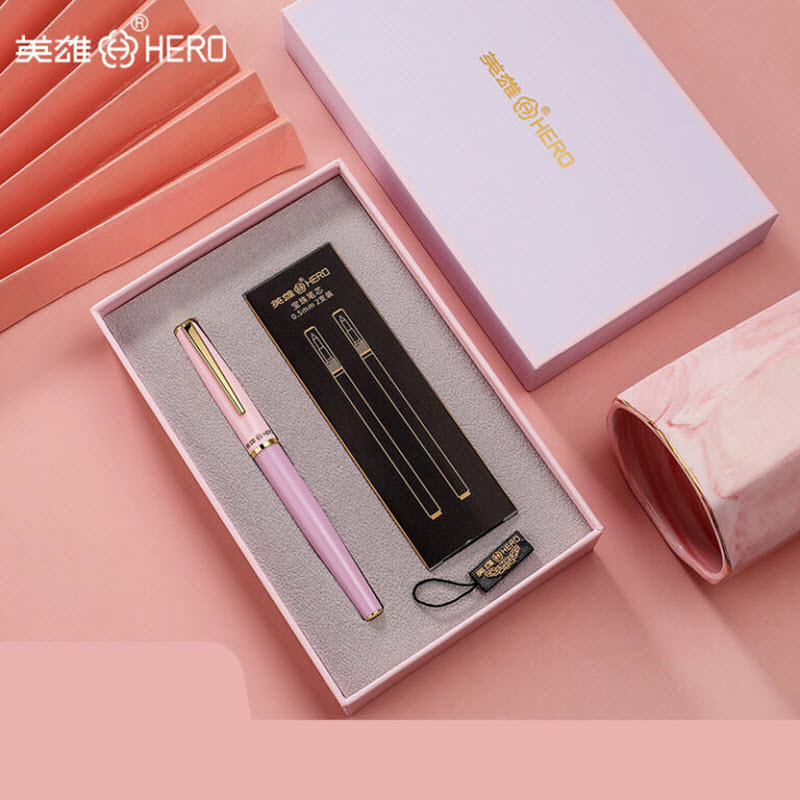 Hero 1780 Premium Pink Ballpoint Pen with Brand Box and Bag
