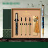 Hero Blue Marbled Ballpoint Pen with 3 Refills and Brass Tag