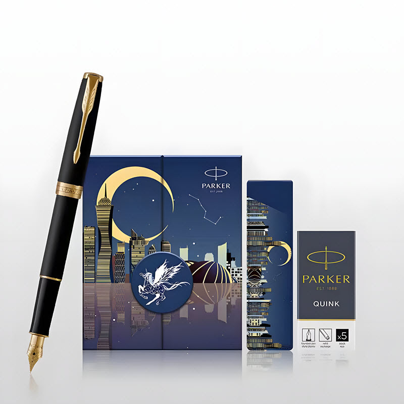 Parker SON Matte Black GT TB 1950875 18K Gold-Plated Gift Set