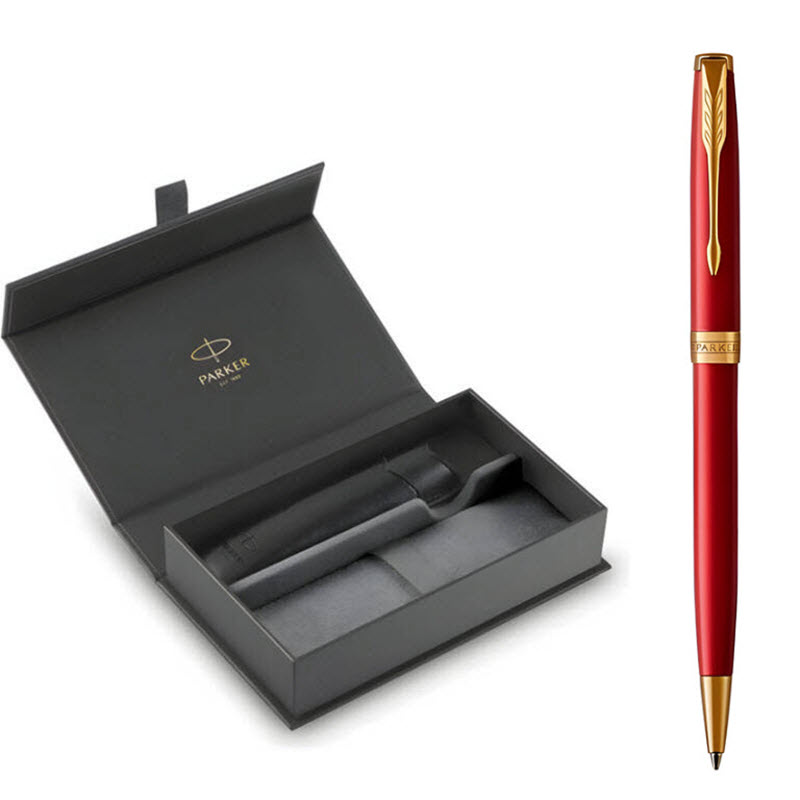 Parker SON X-Red GT TB-1950777 Signature Pen Gift Set with Leather Case