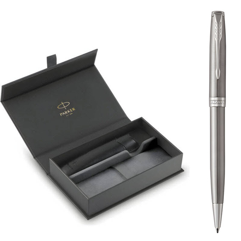 Parker SON X Stainless Steel CT TB 1950871 Pen Gift Set with Leather Case