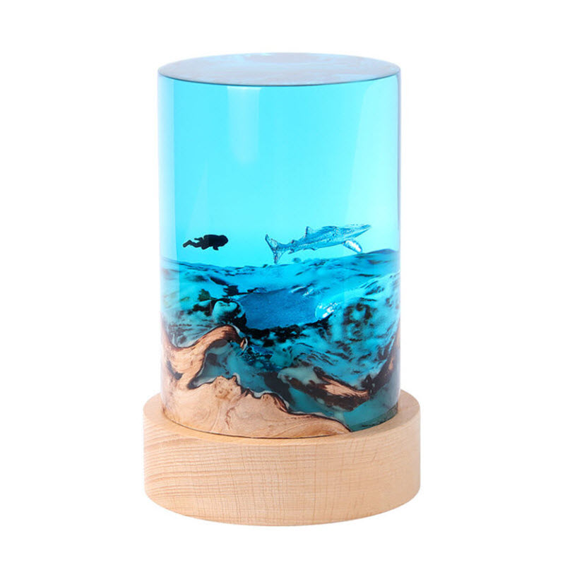 EPX001 Shark Epoxy Resin Lamp in Cylindrical Shape