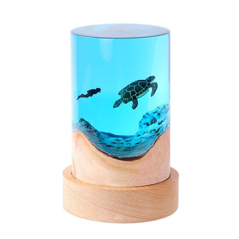 EPX001 Turtle Epoxy Resin Lamp in Cylindrical Shape