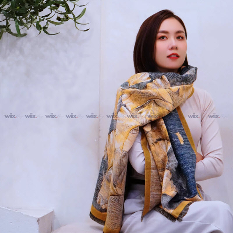 Ginkgo Leaf Cashmere Scarf KQ-WD31 for Women