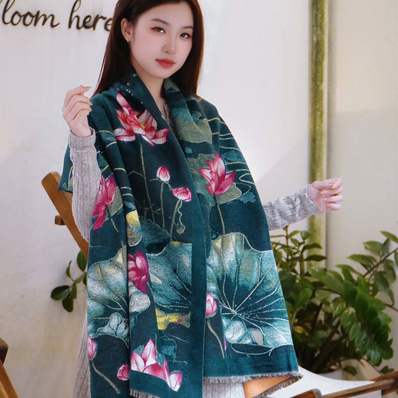 Lotus Flower Cashmere Scarf KQ-WD29