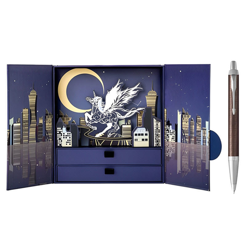 Parker PK054 Brown Ballpoint Pen Gift Set with Pen Case and Extra Refill