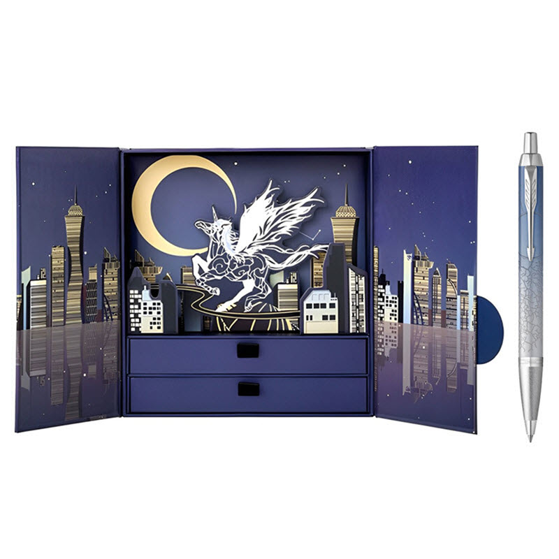 Parker PK054 Polar Ballpoint Pen Gift Set with Leather Case and Extra Refill