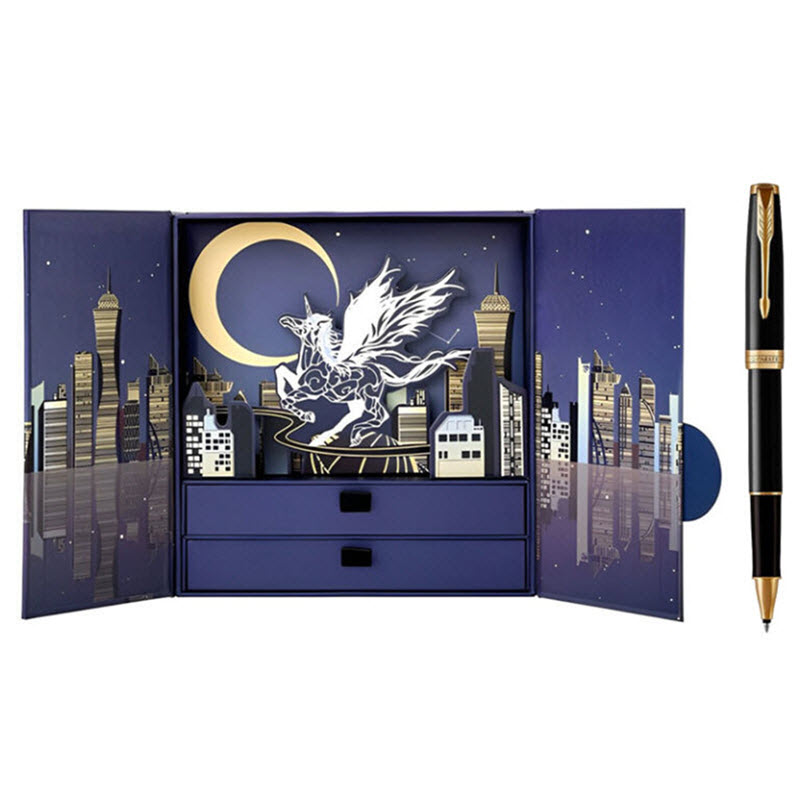 Parker PK529 MBlack 18K Gold-Plated Rollerball Pen Gift Set