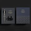 Parker PK874 Premium Gunmetal Fountain Pen Gift Set with Branded Ink Bottle