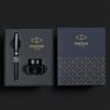 Parker PK874 Premium Navy Blue Fountain Pen Gift Set with Ink and Branded Box