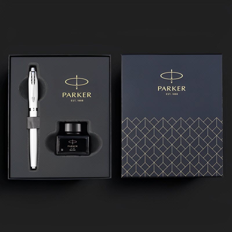 Parker PK874 Premium White Fountain Pen Gift Set with Branded Ink and Gift Box