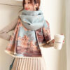 Vintage Floral Landscape Scarf KQ-WD33 for Women