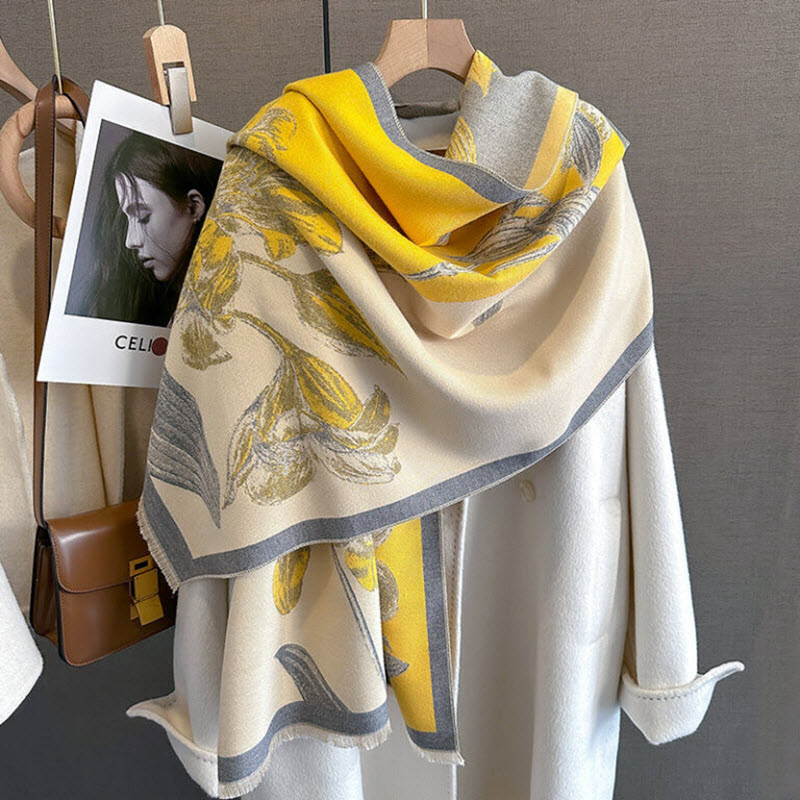Yellow Iris Winter Cashmere Scarf KQ-WD36 for Women